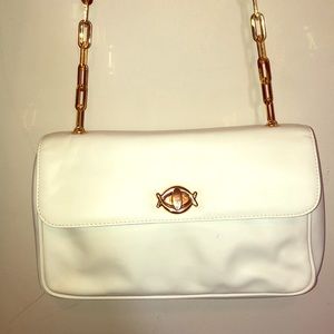Giana Bernini Gold Chain White Leather Purse